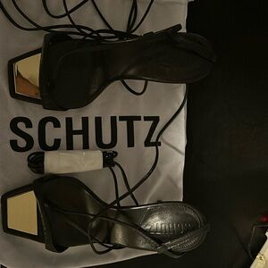 NWT Schutz Black tie-up heel